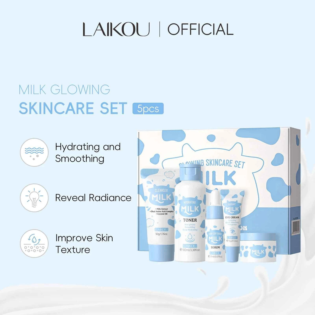 LAIKOU Milk Glowing 5-Piece Skincare Gift Set