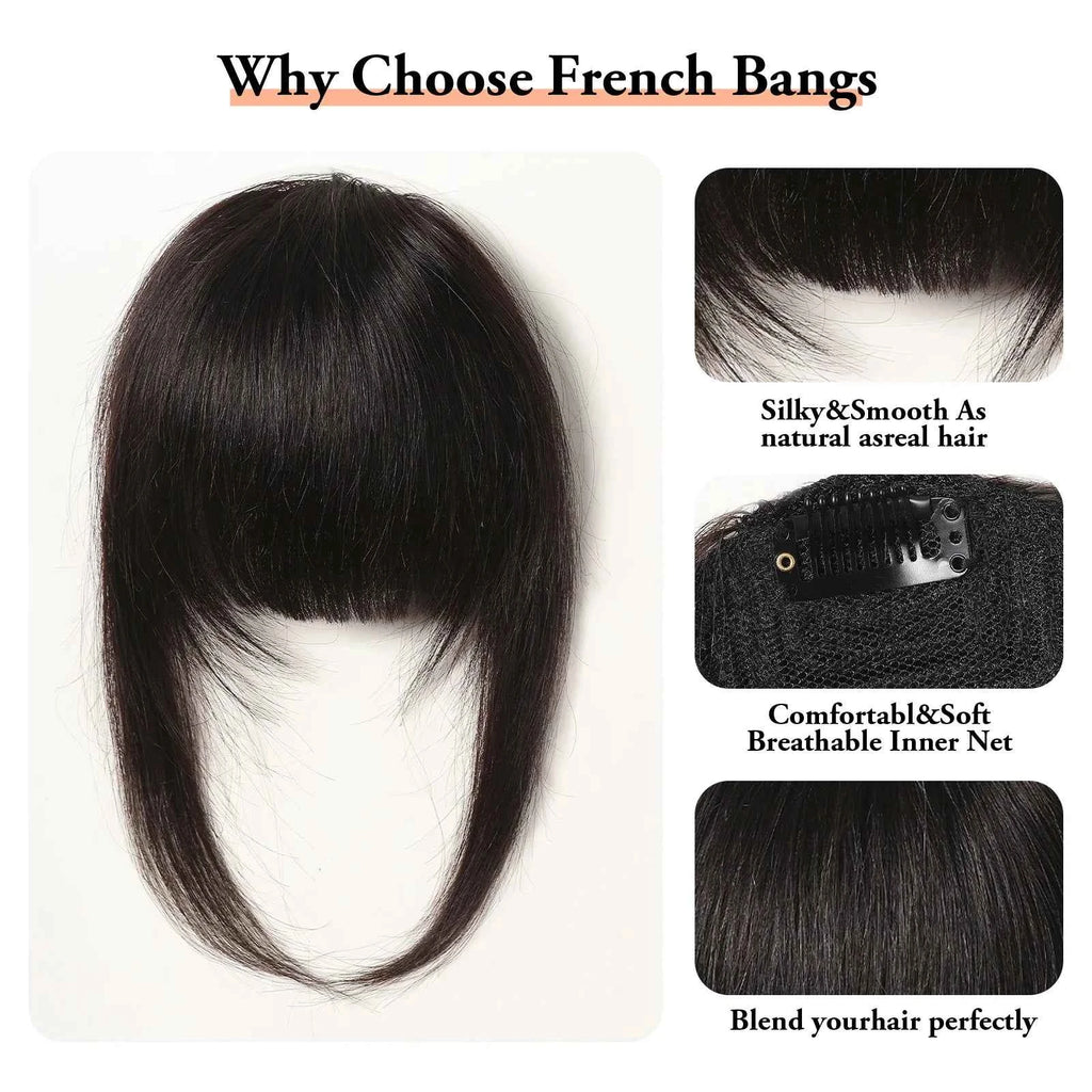 Clip-In Human Hair Bangs Blunt Cut Fringe Extension