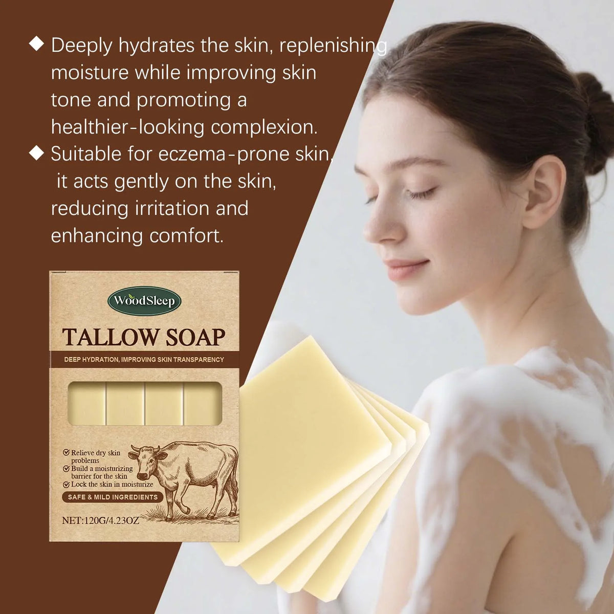Grass-Fed Beef Tallow Soap Bar for Face & Body
