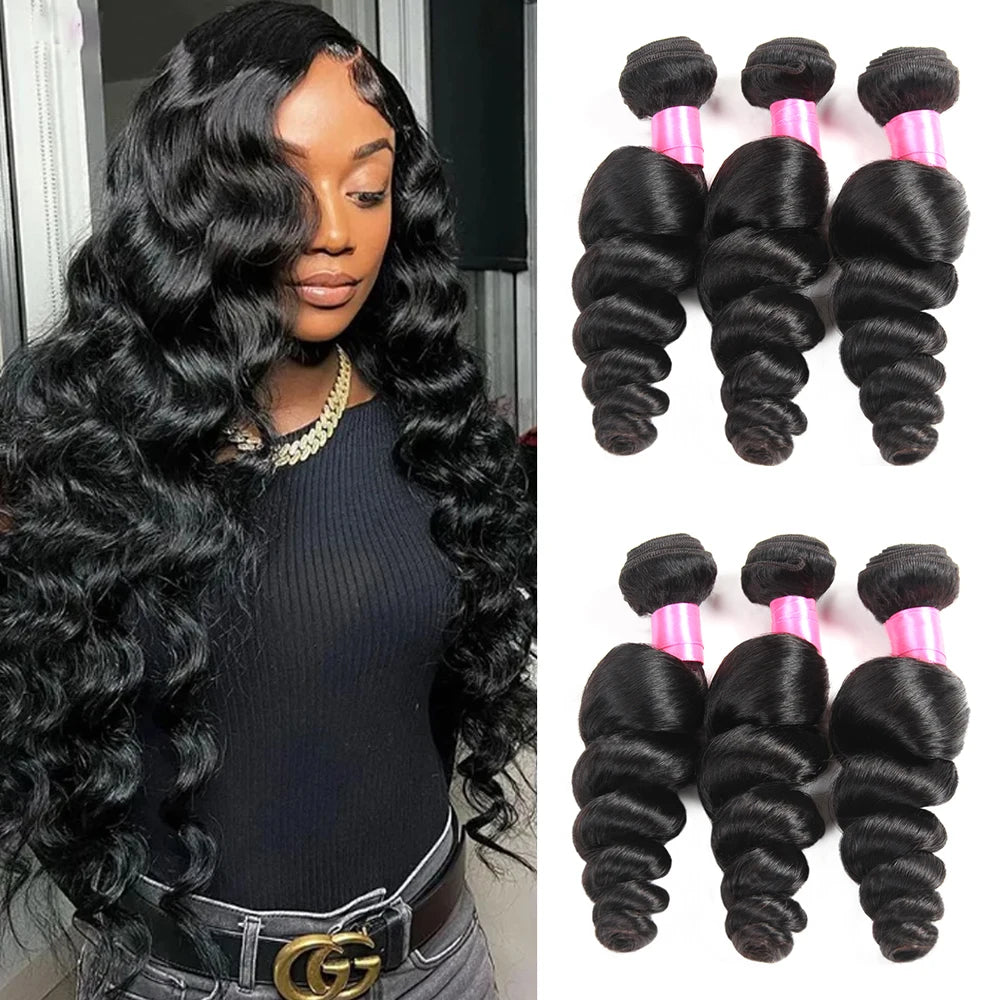 Long Loose Wave Brazilian Remy Human Hair Bundles (28-30 Inch)
