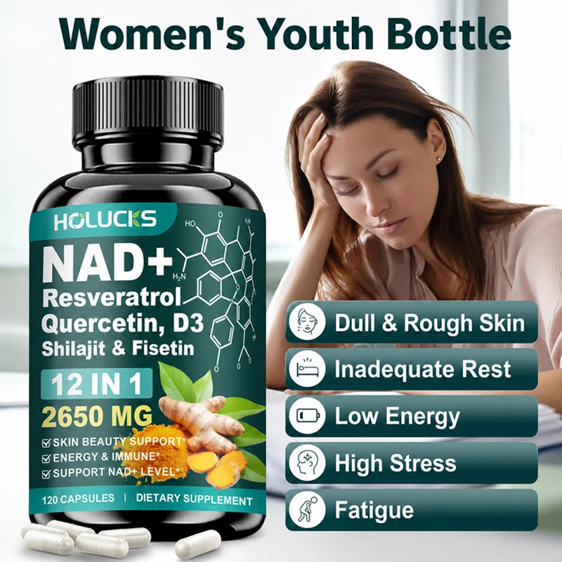 NAD+ & Resveratrol Anti-Aging Supplement Capsules
