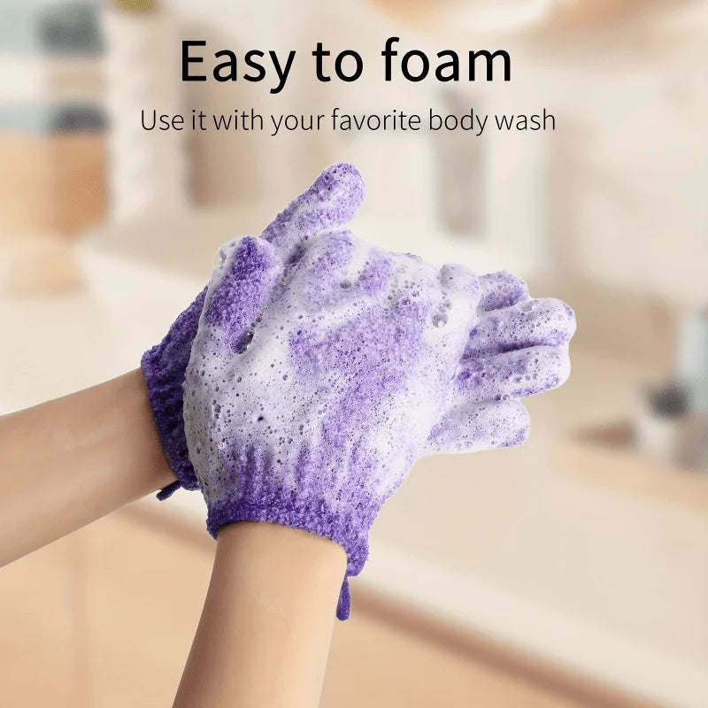 Double-Sided Exfoliating Bath Gloves for Shower
