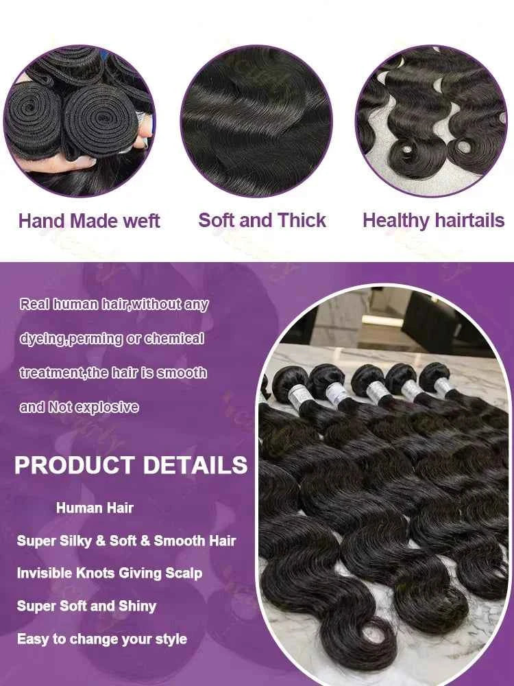 Long Water Wave Brazilian Virgin Human Hair Bundles