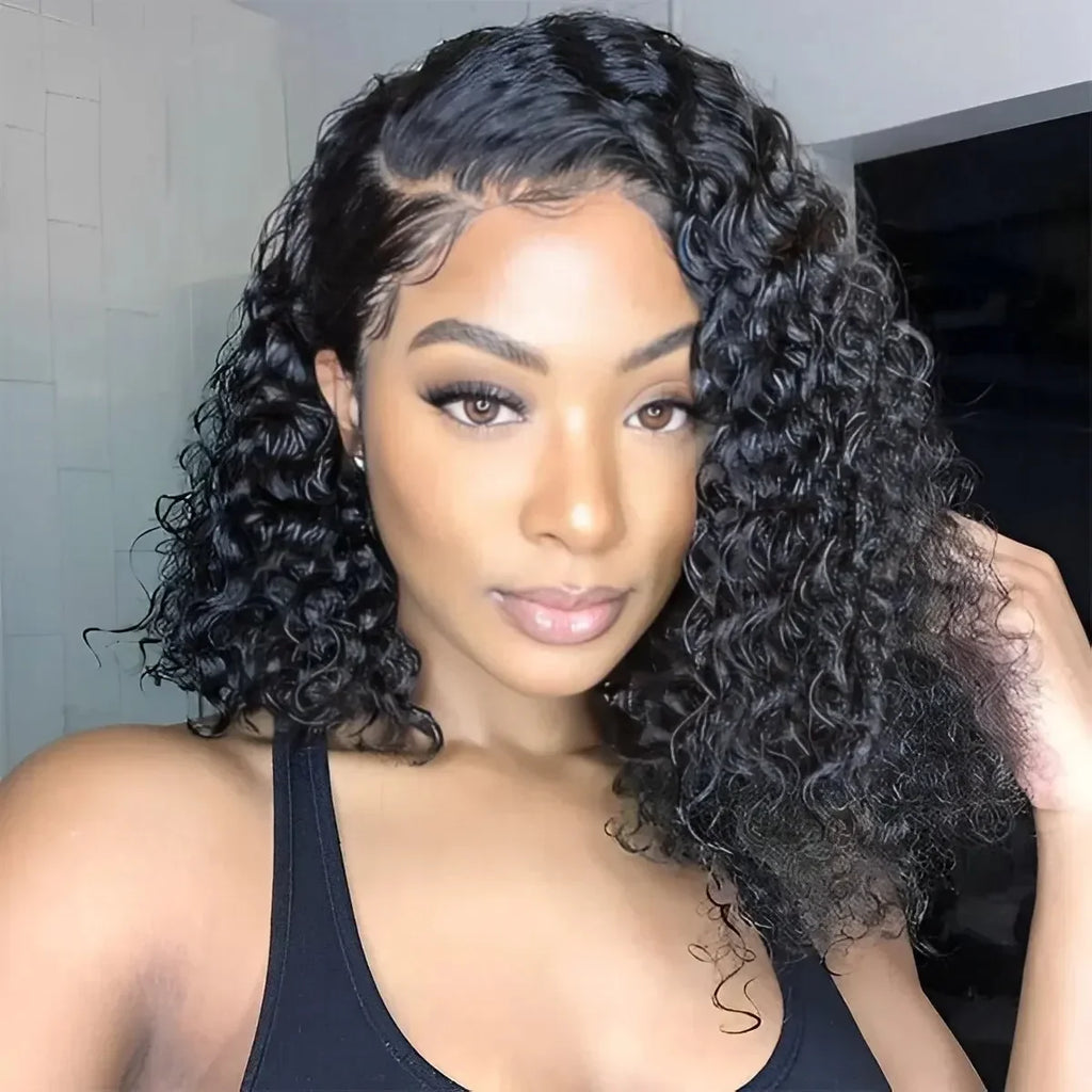 Short Kinky Curly Brazilian Virgin Hair Bundles with Closure