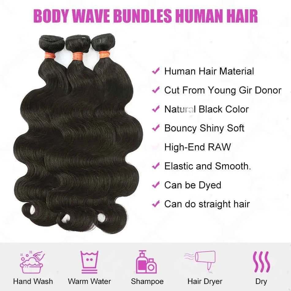 Long Water Wave Brazilian Virgin Human Hair Bundles