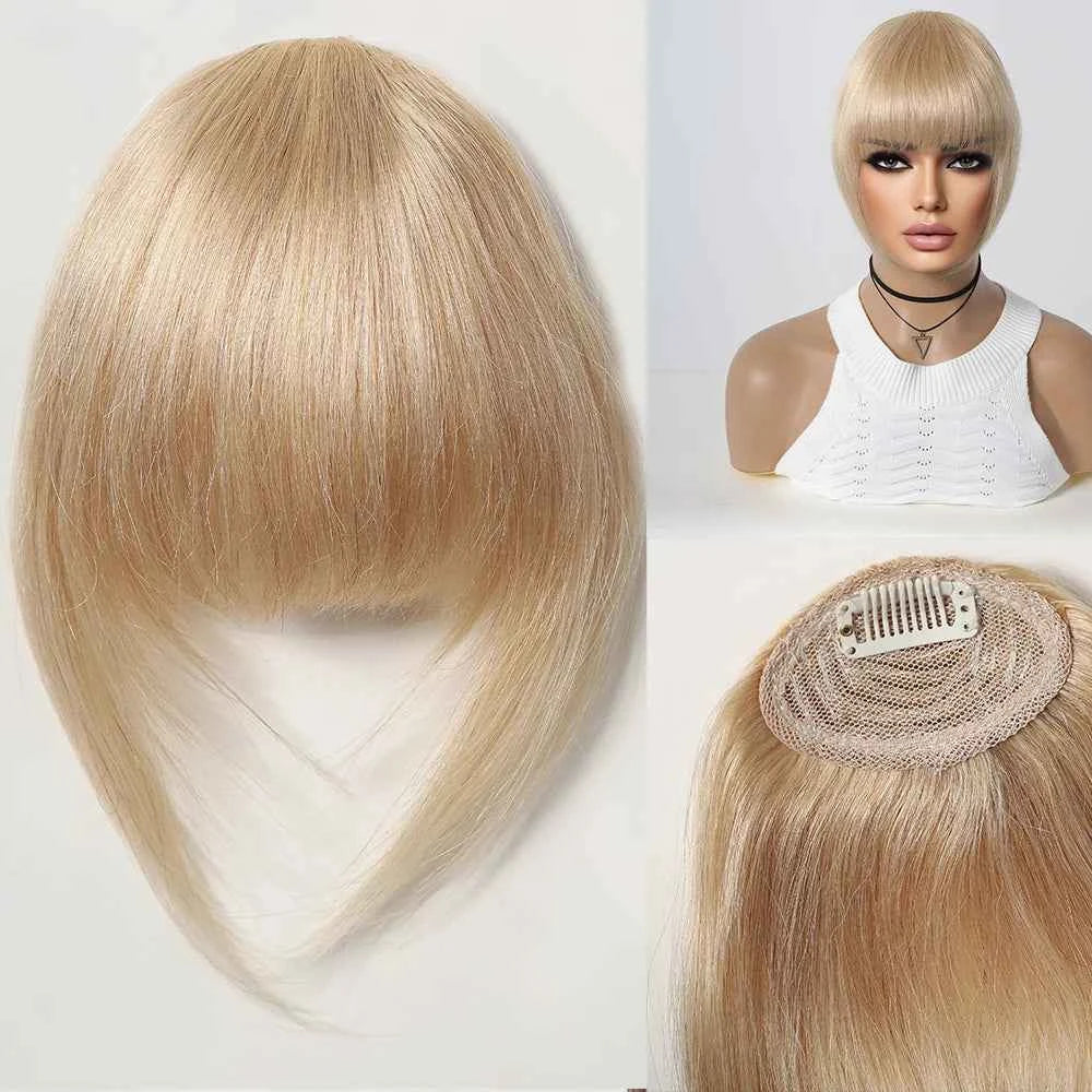 Clip-In Human Hair Bangs Blunt Cut Fringe Extension