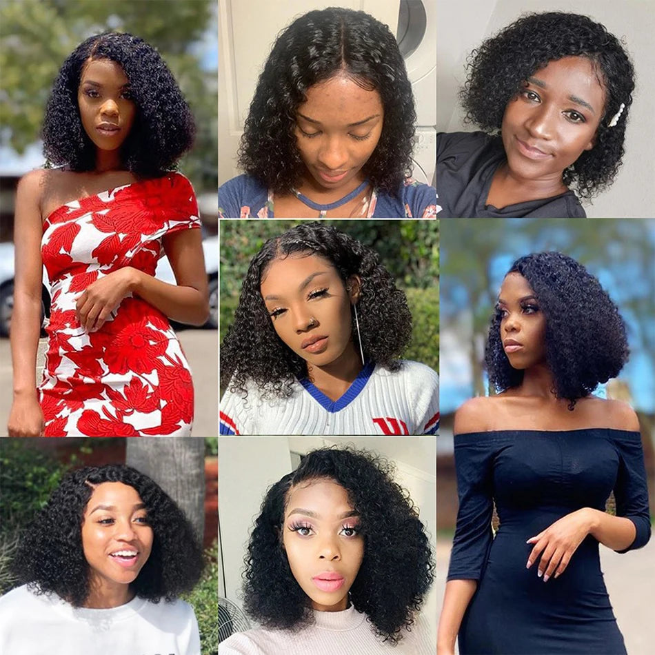 Short Kinky Curly Brazilian Virgin Human Hair Bundles