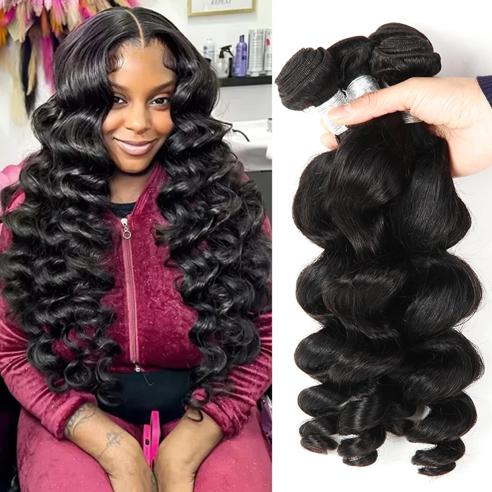Long Loose Wave Brazilian Remy Human Hair Bundles (28-30 Inch)