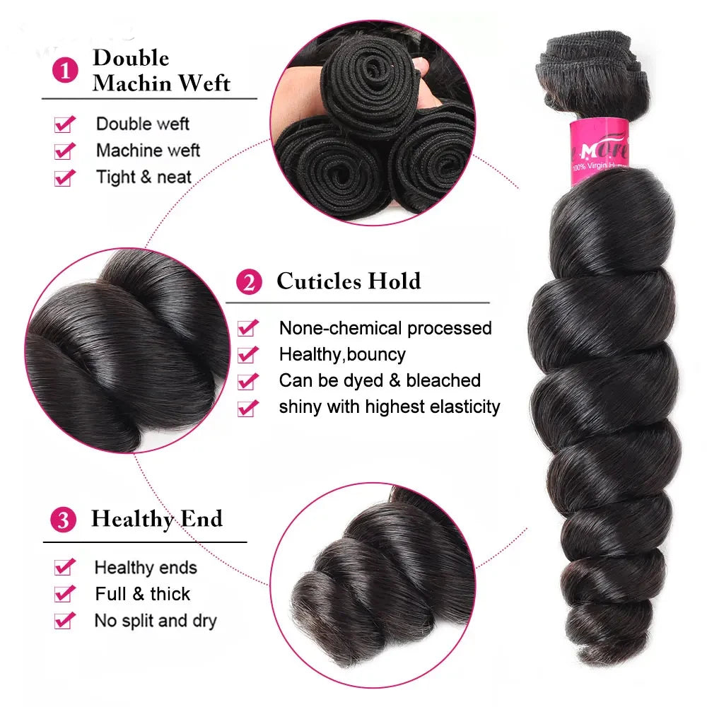 Long Loose Wave Brazilian Remy Human Hair Bundles (28-30 Inch)