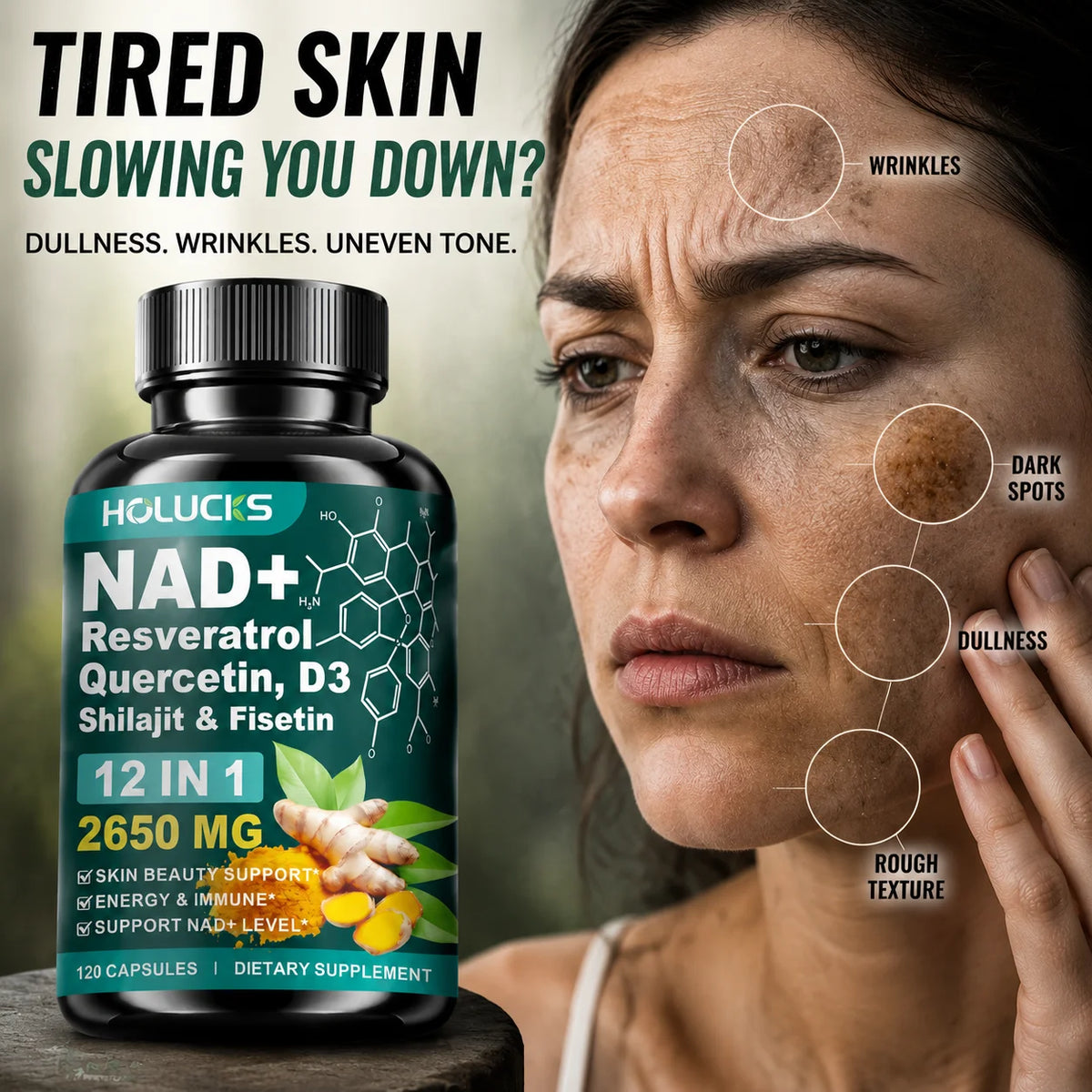 NAD+ & Resveratrol Anti-Aging Supplement Capsules