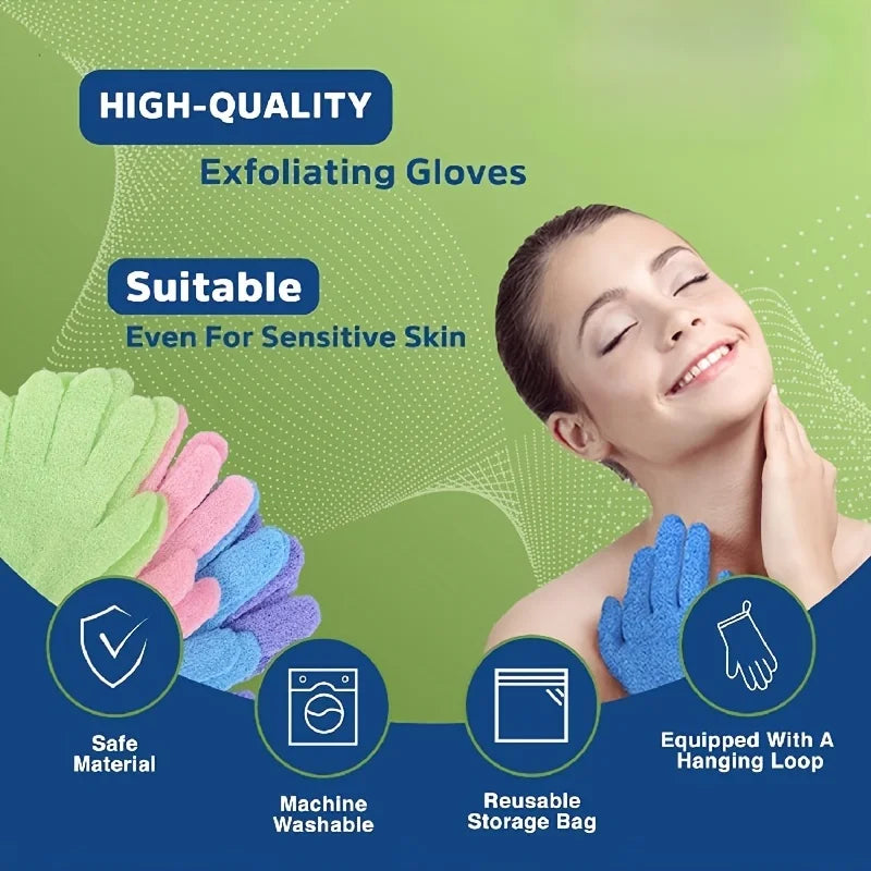 Double-Sided Exfoliating Bath Gloves for Shower