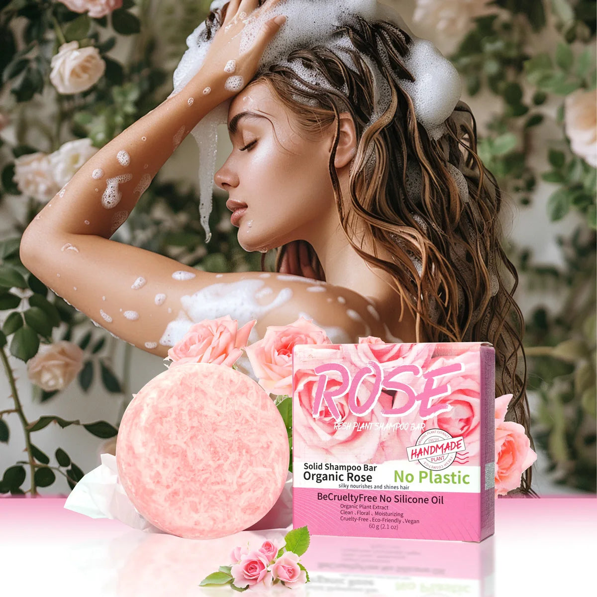 Nourishing Pink Rose Essential Oil Shampoo Bar