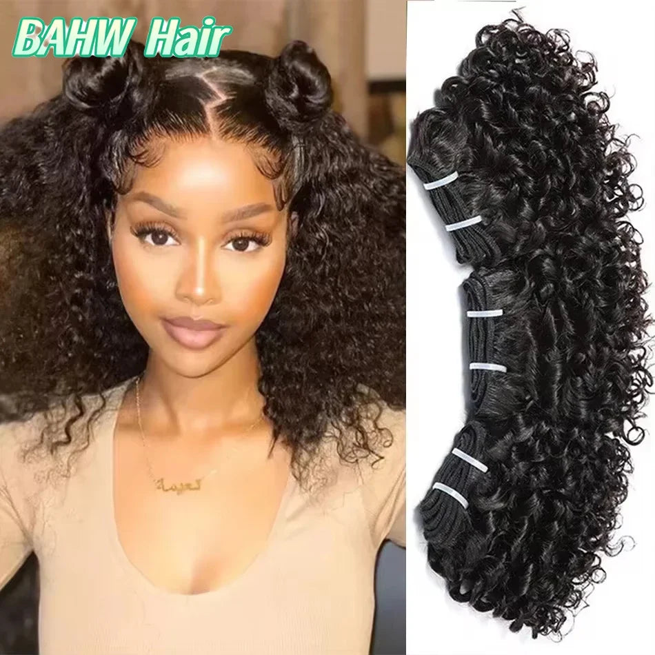 Short Kinky Curly Brazilian Virgin Hair Bundles with Closure