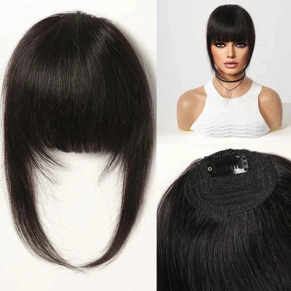 Clip-In Human Hair Bangs Blunt Cut Fringe Extension