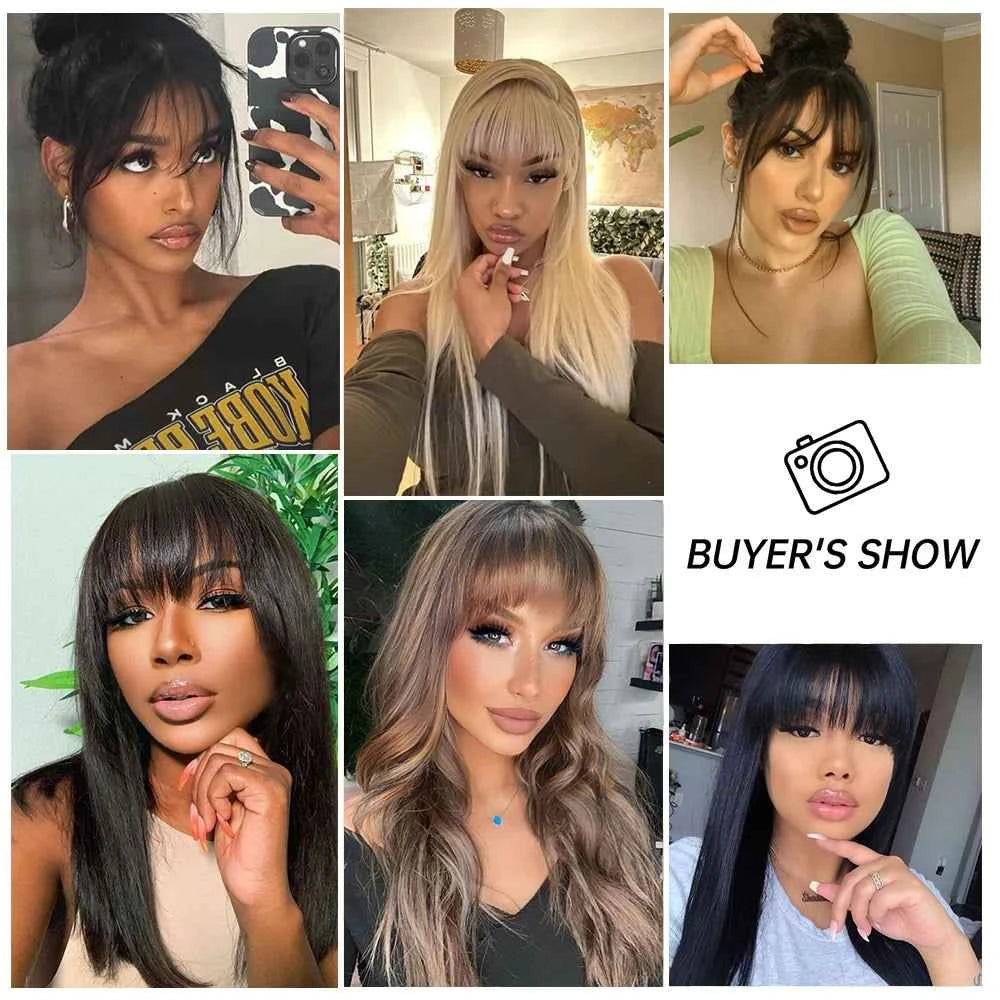Clip-In Human Hair Bangs Blunt Cut Fringe Extension