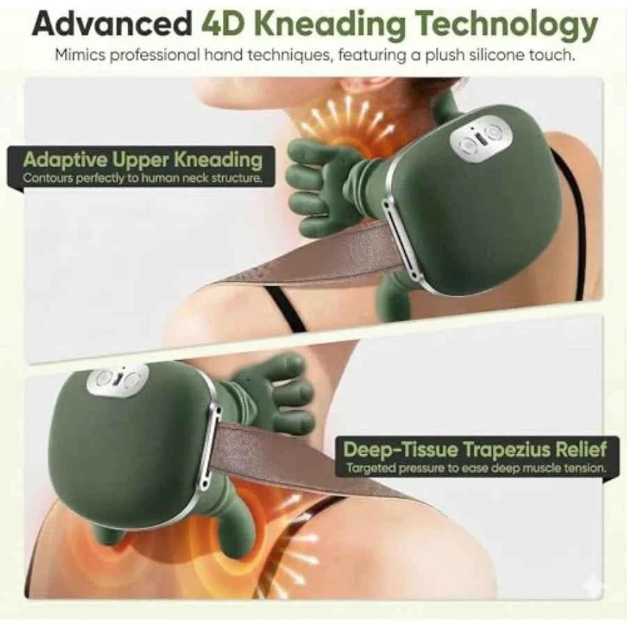 Heated Shiatsu Neck and Back Massager with 4D Kneading