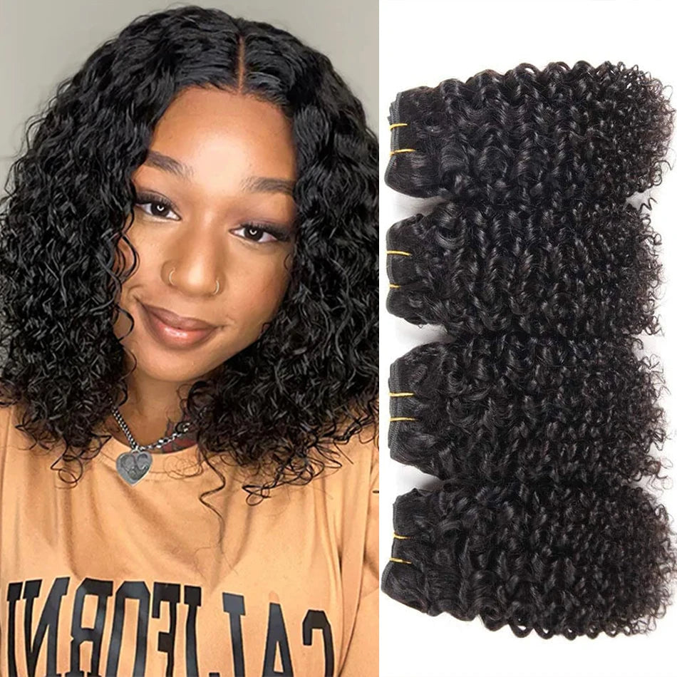 Short Kinky Curly Brazilian Virgin Human Hair Bundles