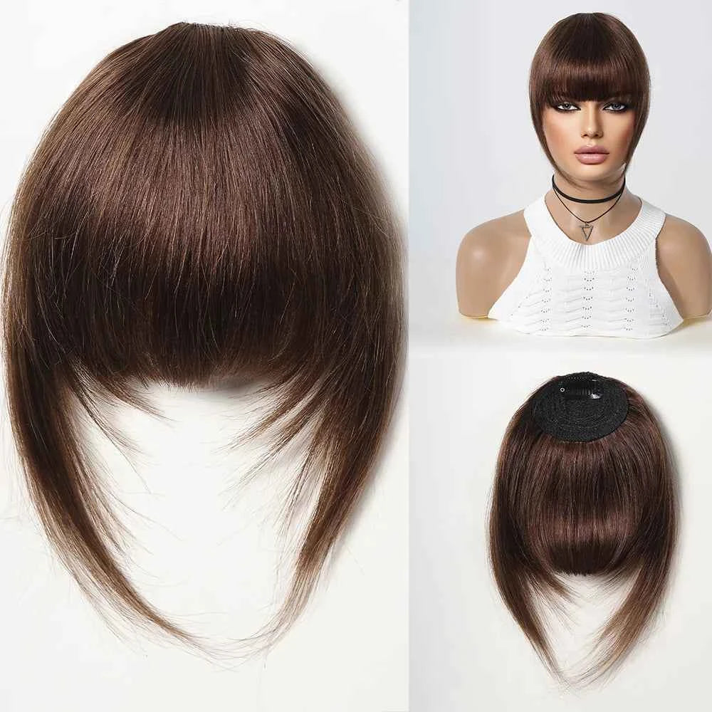 Clip-In Human Hair Bangs Blunt Cut Fringe Extension