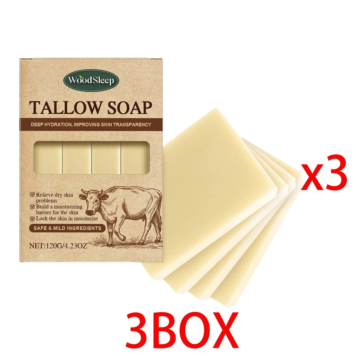 Grass-Fed Beef Tallow Soap Bar for Face & Body