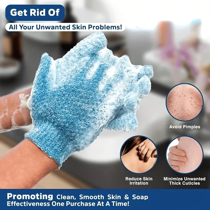 Double-Sided Exfoliating Bath Gloves for Shower